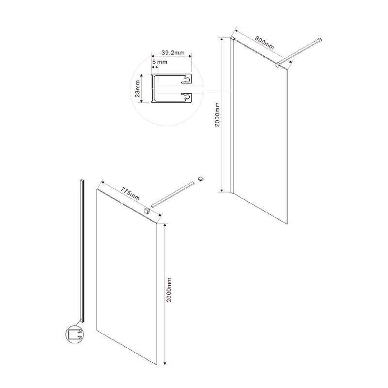 Душевая перегородка Vincea Walk-In VSW-1H800CGGM, 80 см