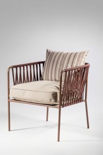 Кресло: каркас 8025, лента 24 мм, прямое плетение, подушки - Stripe Ollia K_K8025_010