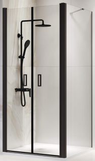Душевой уголок RGW PA-134B (PA-104B+Z-050-2B+O-204B) 80x80 см, профиль черный, стекло прозрачное