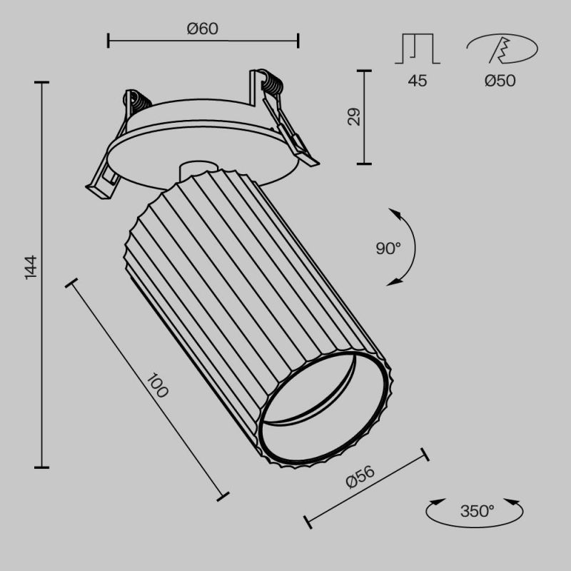 Встраиваемый светильник Maytoni Calipso 10W GU10 C110CL-01-GU10-B фото 5
