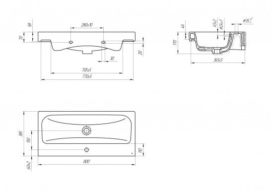 Раковина Aqwella Moduo 80 Slim UM-MOD80SL/1 фото 4