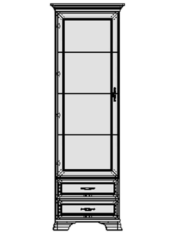 TIFFANY Шкаф с витриной 1V2S вудлайн кремовый BD-2141885