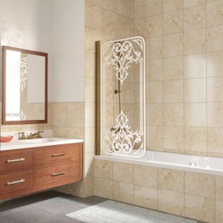 Душевая шторка на ванную распашная Vegas Glass EV 76x05 ARTDECO D2 L, профиль бронзовый, стекло с узором