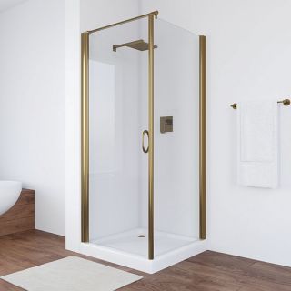 Душевой уголок Vegas Glass EP-Fis 80 05 01 L, 80х80 см, профиль бронзовый, стекло прозрачное