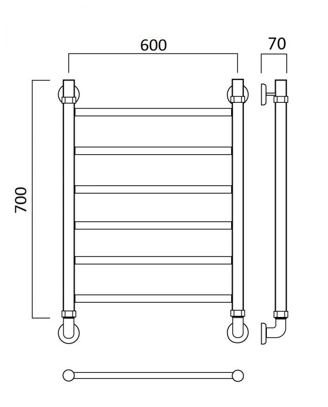 Водяной полотенцесушитель Aquanerzh Прямая 00-10A7060, 70x60