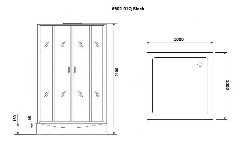 Душевая кабина Niagara Premium NG- 6902-01Q BLACK 100x100