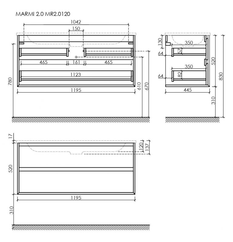 Тумба под раковину подвесная SANCOS Marmi 2.0 MR2.0120EG, 119,5х52 см, дуб галифакс натуральный фото 18