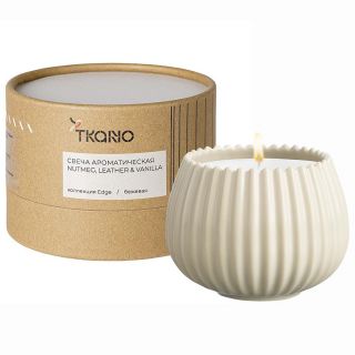 Свеча ароматическая nutmeg, leather & vanilla из коллекции edge, бежевый, 30 ч Tkano BD-3043146