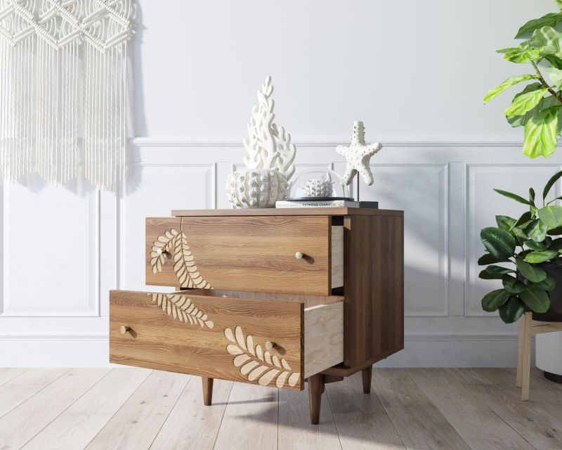 Комод Этажерка "Boho" 2 ящика с растением коричневый BD-3091408 фото 2