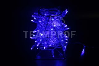 Светодиодная гирлянда-нить Teamprof 10м, 24В, флэш, синий провод, синяя TPF-S10CF-24V-CBu/B