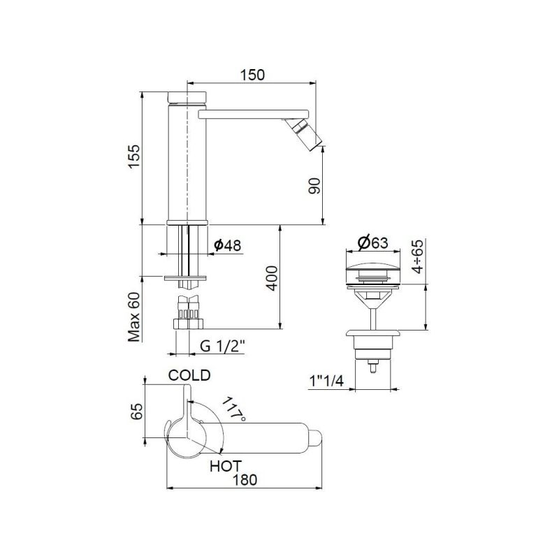 Смеситель для биде Webert Coral CO840102560, черный