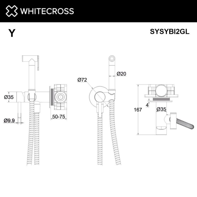 Гигиенический душ со смесителем WHITECROSS Y SYSYBI2GL, золото фото 3