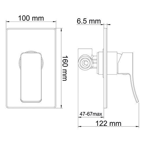 Смеситель для душа WasserKRAFT Exter 1651 с внутренней частью