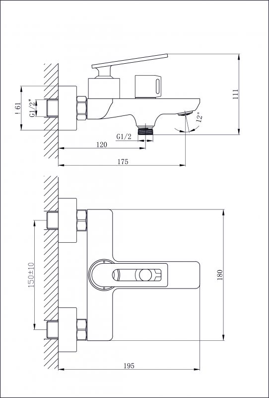 Смеситель для ванны с душем Rush Palm PL2530-44 фото 2