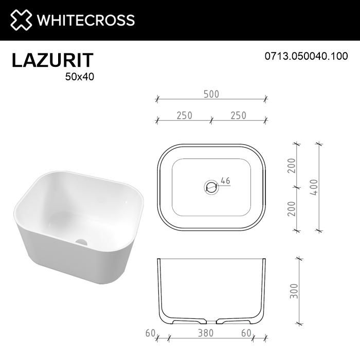 Раковина WHITECROSS 0713.050040.100 Lazurit 50x40 белый глянец