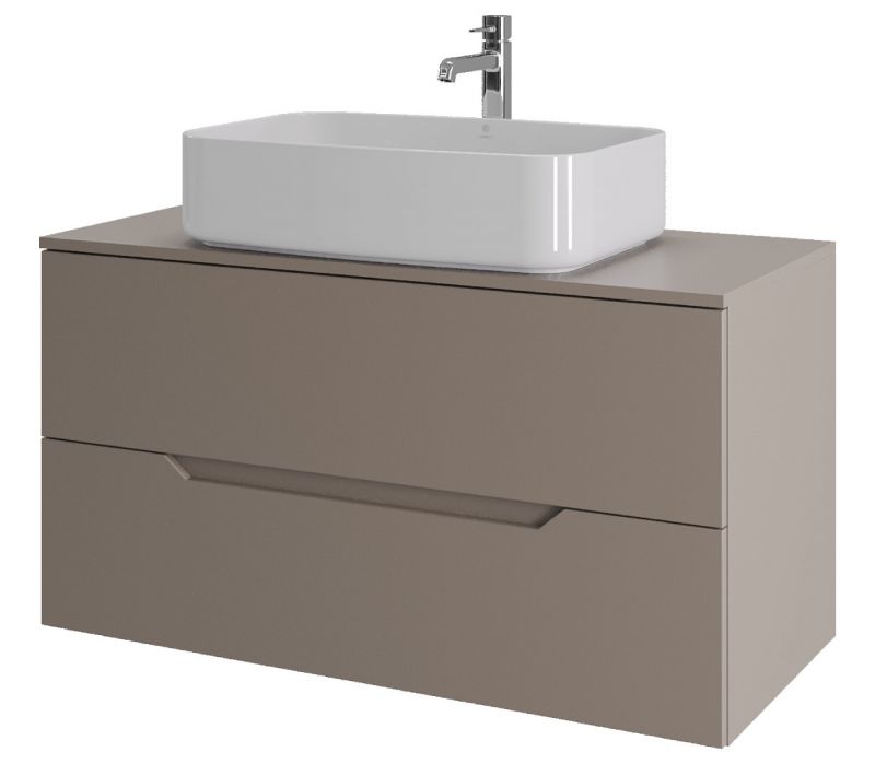 Подвесная тумба с раковиной Orange Line Li-100TuLMDF+B07-600W, 100 см, латте/белая фото 1