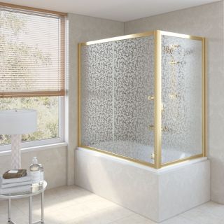 Ограждение на ванну раздвижное Vegas Glass ZV+ZVF 150x70 09 R03, профиль золотой, стекло с узором