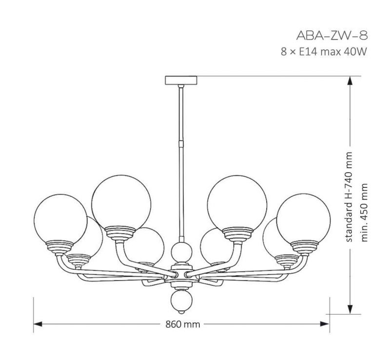 Люстра Kutek MOOD ABA-ZW-8(P)