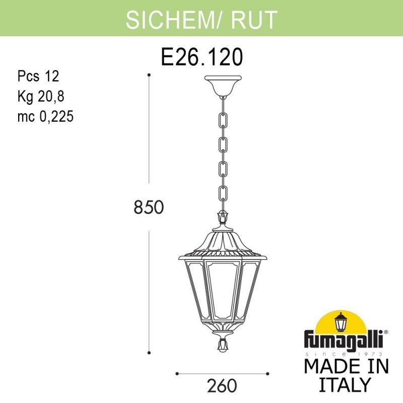 Подвесной фонарь FUMAGALLI RUT черный, прозрачный E26.120.000.AXF1R фото 2