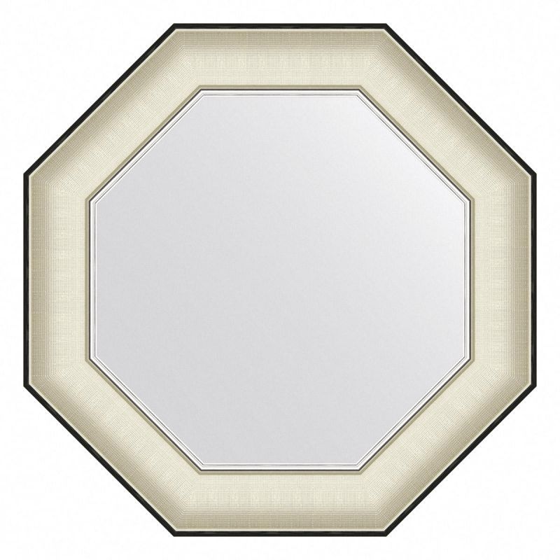 Зеркало настенное Evoform Octagon в багетной раме белая кожа с хромом, 54х54 см, BY 7439
