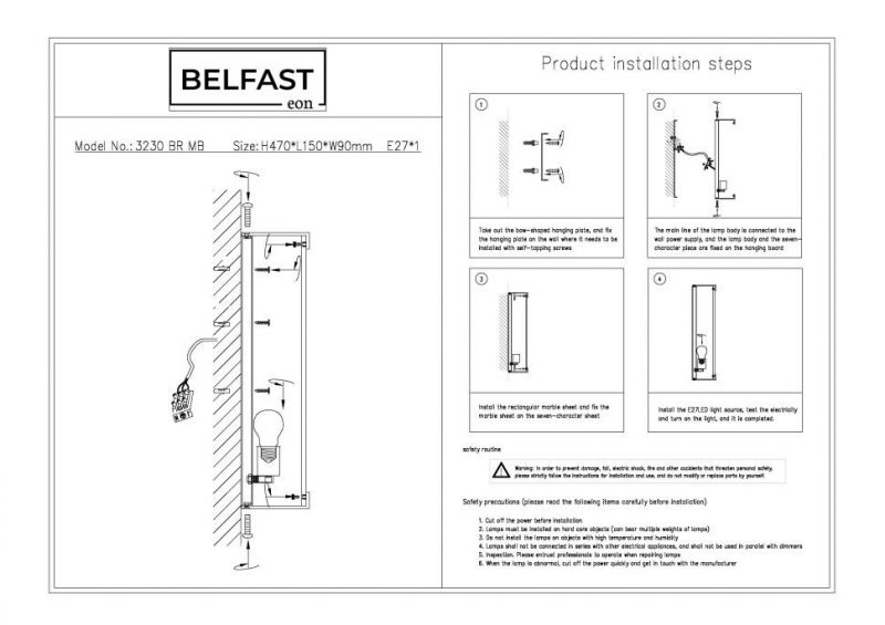 Настенный светильник Belfast Ravenhill 3230 BR MB