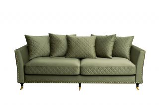 Диван Garda Decor Sorrento 220 трехмест., велюр оливковый Colt1002-OLIV 220*101*88см BD-3076268