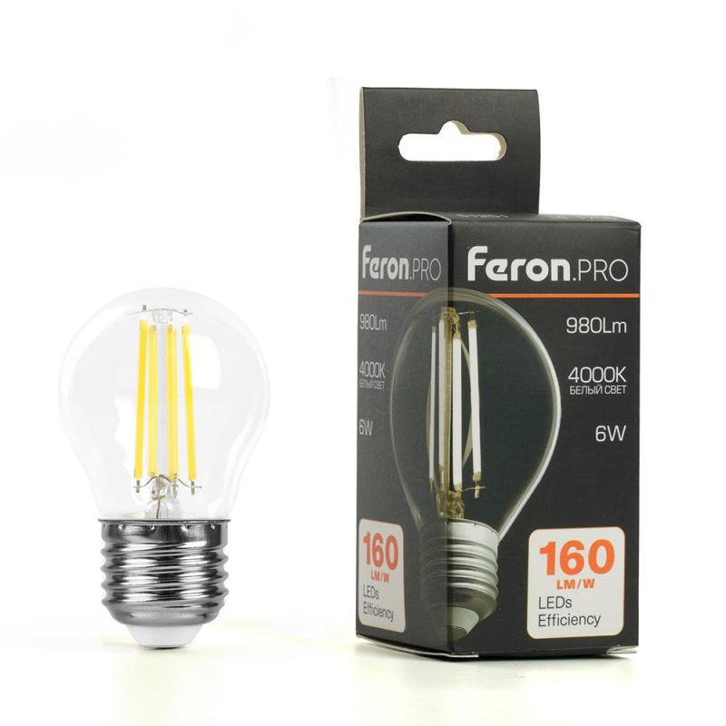 Лампа светодиодная Feron.PRO LB-1706 Шарик E27 980LM 6W 175-265V 4000K 51251 фото 8