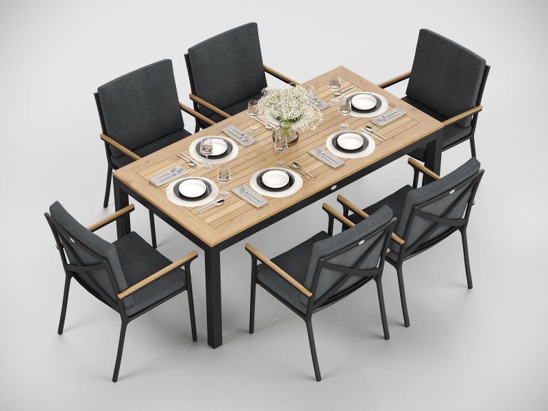 Стол обеденный Gardenini Premium Bella с бежевой столешницей и темно-серый каркасом BD-3121369 фото 4