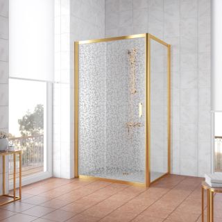 Душевой уголок Vegas Glass ZP+ZPV 150х70 09 R03, профиль золотой, стекло с узором