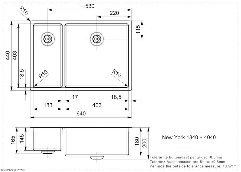 Кухонная мойка Reginox New York L 18x40+40x40 Comfort matt 44550