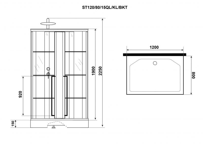 Душевая кабина Niagara Standart ST120/80/15QL/KL/BKT, 80x120 см фото 10