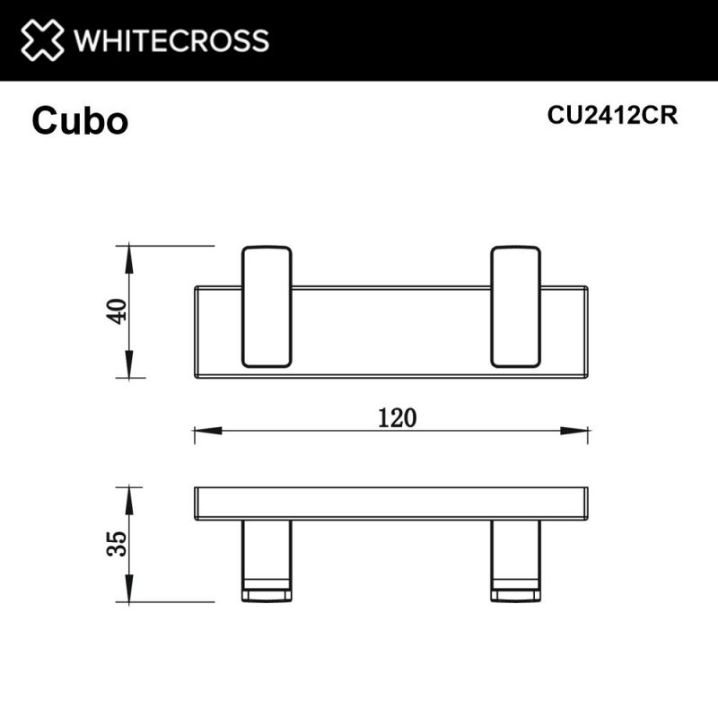 Крючок двойной WHITECROSS Cubo CU2412CR, хром