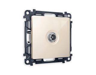 Комплект механизма TV розетки оконечной Ambrella Volt ALFA Бежевый глянец 50-870 MHz 1dB (AP3130, VM202) MA313010