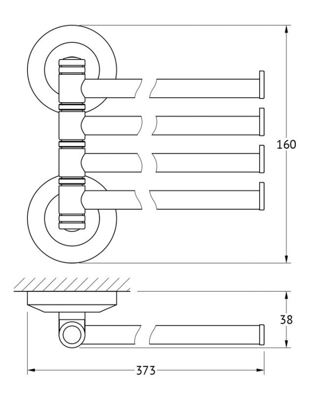 Держатель полотенец поворотный четверной 37 cm FBS Standard STA 046