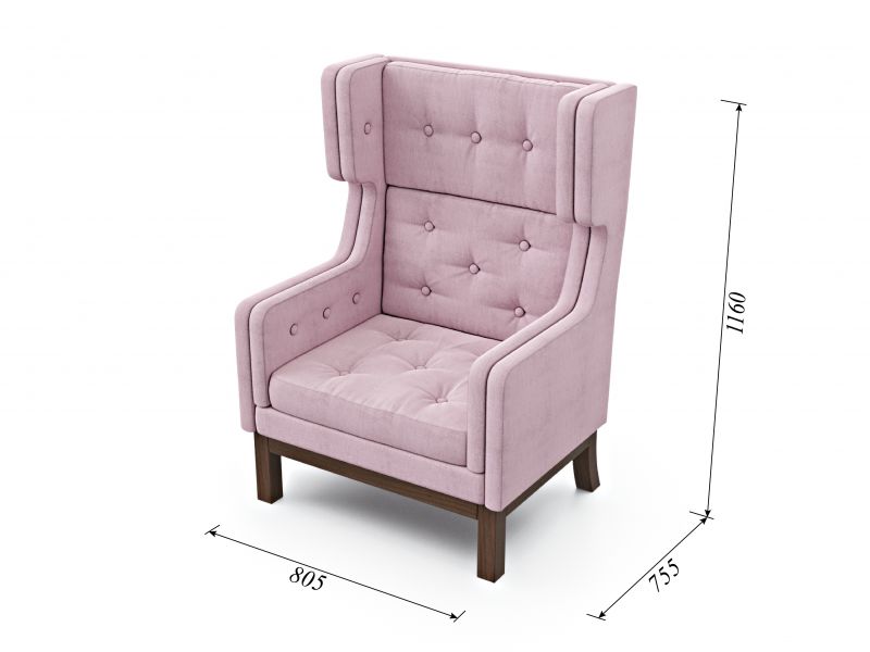 Кресло ARSKO Айверс Хай Орех шенилл розовый BD-2556817