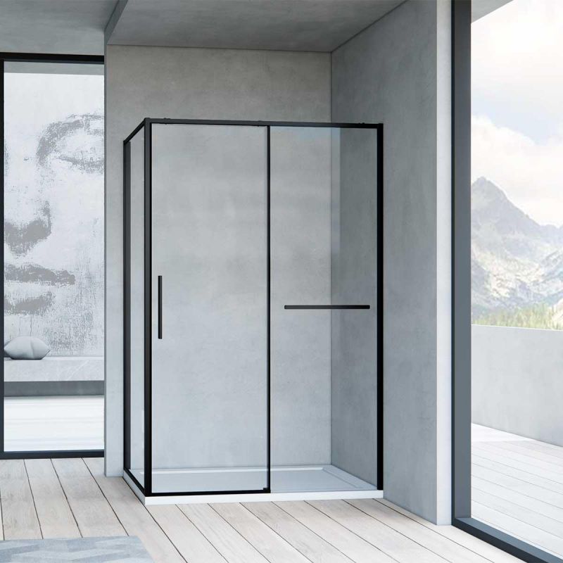 Душевой уголок Vincea Slim Soft VSR-1SS9010CLB 100x90 см, профиль черный, стекло прозрачное фото 1