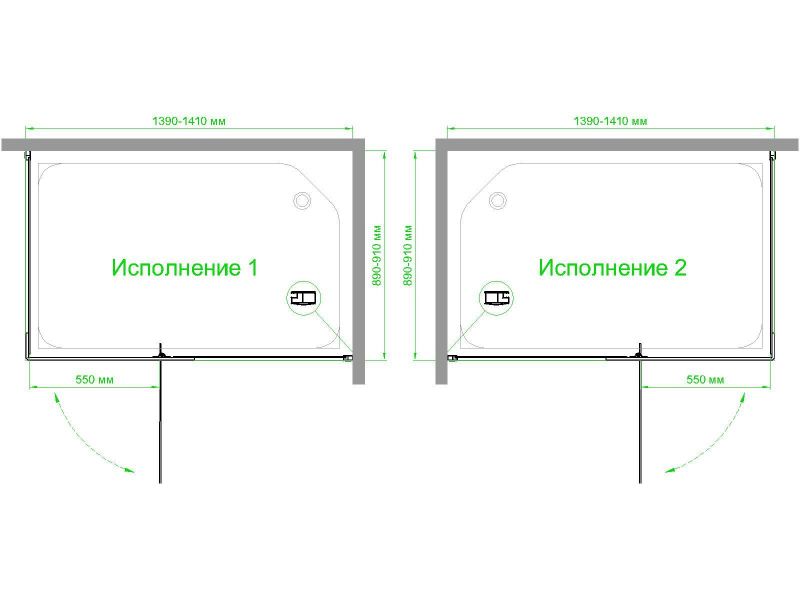 Душевой уголок Royal Bath  RBHPVD-C-BL, 140х90 см