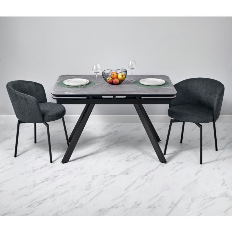 Стол BRADEX Home Arthur раскладной 120-184x80x75см, керамогранит серый мрамор Greys Grey, чёрный BD-3066262 фото 5