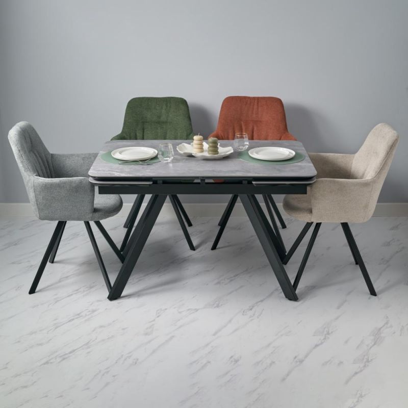 Стол BRADEX Home Arthur раскладной 120-184x80x75см, керамогранит серый мрамор Greys Grey, чёрный BD-3066262 фото 6