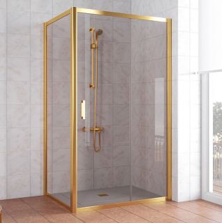 Душевой уголок Vegas Glass ZP+ZPV 100х80 09 05, профиль золотой, стекло тонированное
