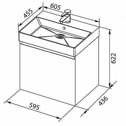 Раковина Aquanet SLIM SYNERGY Sanovit 198206 60 cm