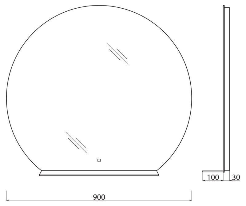 Зеркало с встроенным светильником BelBagno SPC-RNG-900-LED-TCH-MENS Ø 90 см