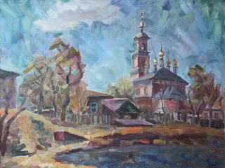 Картина "Ветреный день в Кимрах" Нина Силаева