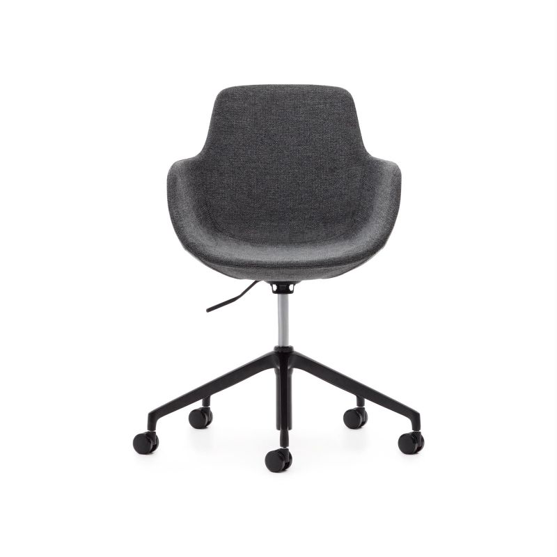 Рабочее кресло La Forma (ex Julia Grup) Tissiana BD-2859763 темно-серого цвета, алюминиевые ножки с черной матовой отделкой