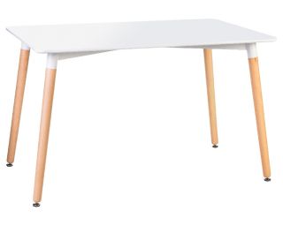 Стол обеденный DOBRIN SERRA WIDE, ножки светлый бук, столешница белая 04-TD-LMZL SERRA WIDE