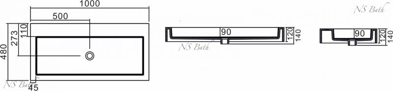 Раковина подвесная NSBath NSS-1048M матовая фото 2