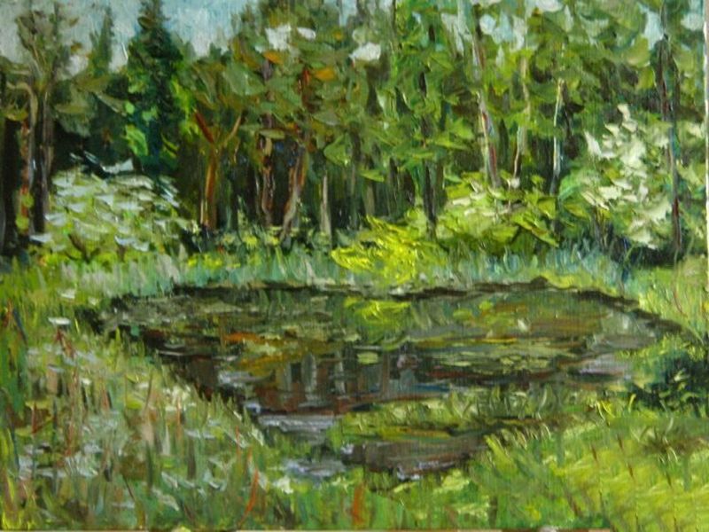 Картина "Весенний пруд" Ирина Гвоздецкая