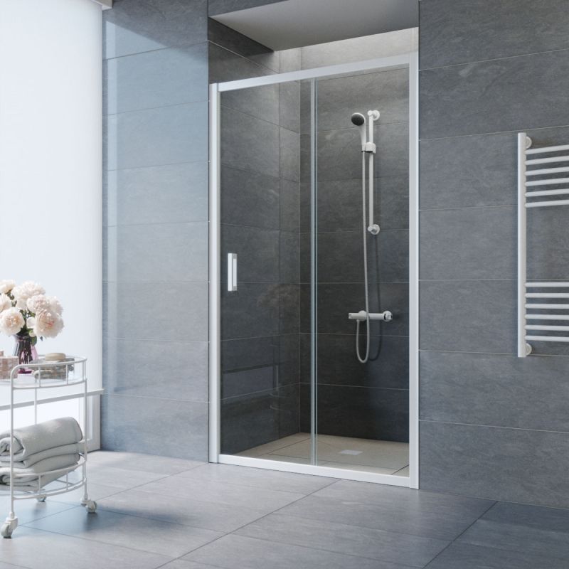 Душевая дверь Vegas Glass ZP 120 01 01, профиль белый, стекло прозрачное фото 1
