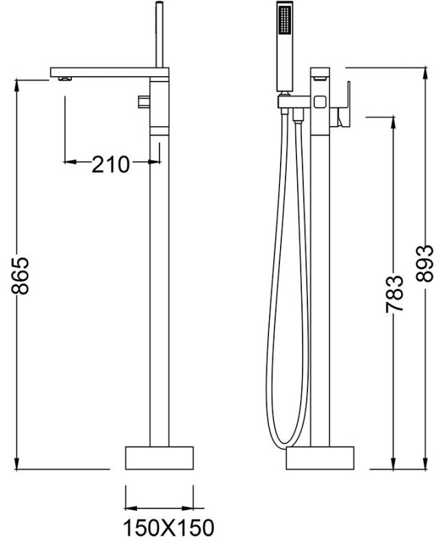 Смеситель напольный для ванны с душем Timo-F Selene 2200/03Y-CR черный