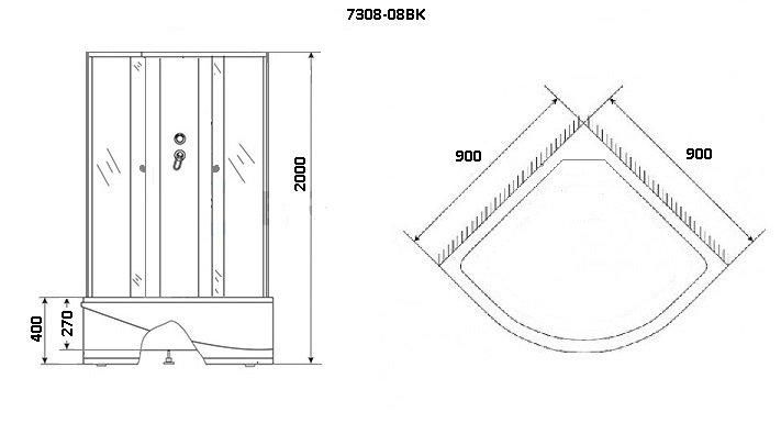 Душевая кабина Niagara Eco NG-7308-14BK 73081424BK 90х90